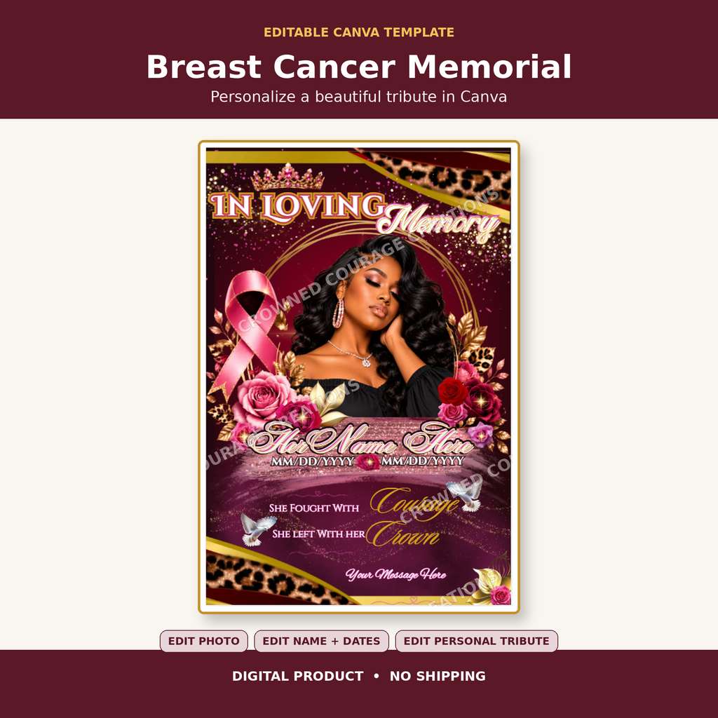 Breast Cancer Memorial – Editable Canva Template