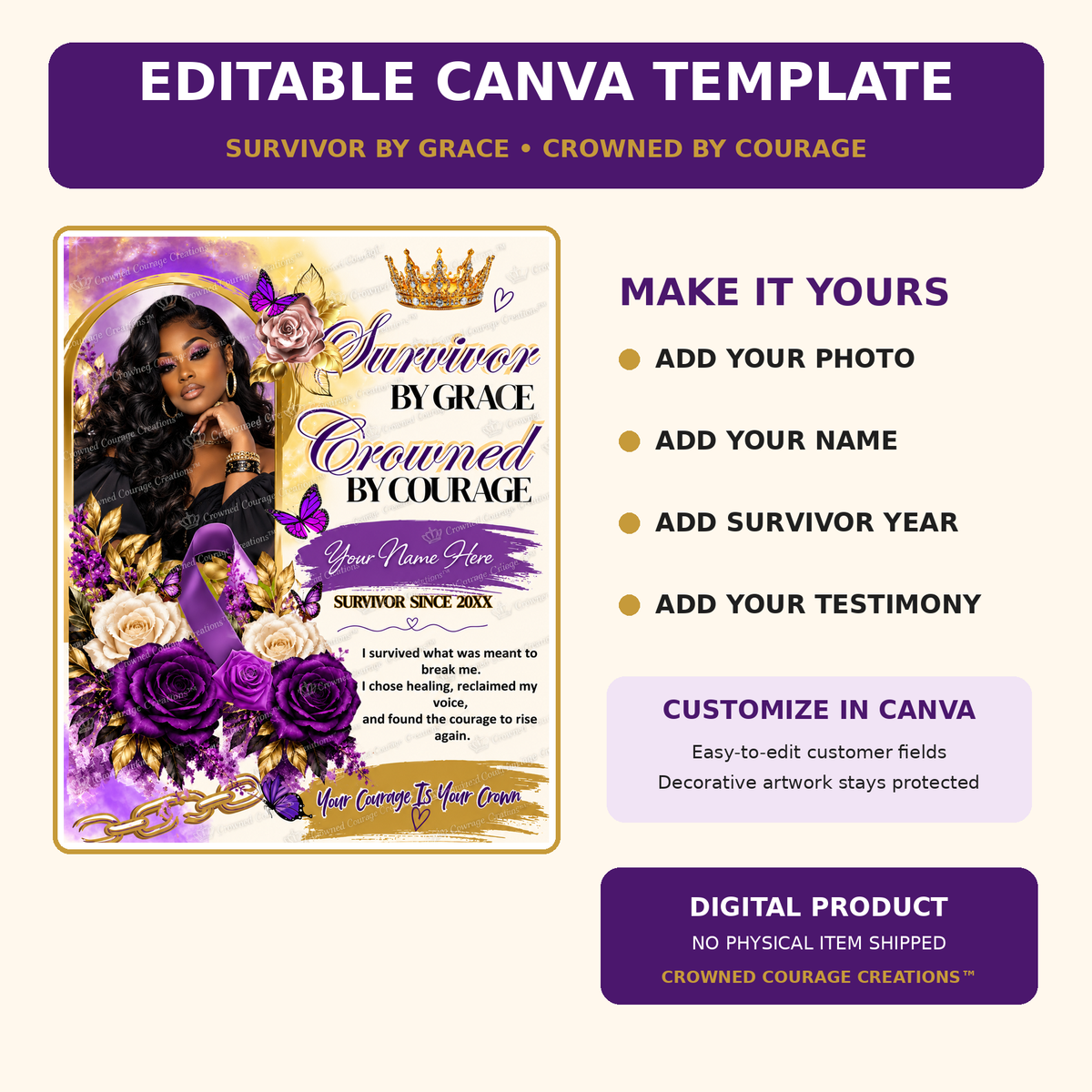 Domestic Violence Survivor – Editable Canva Template