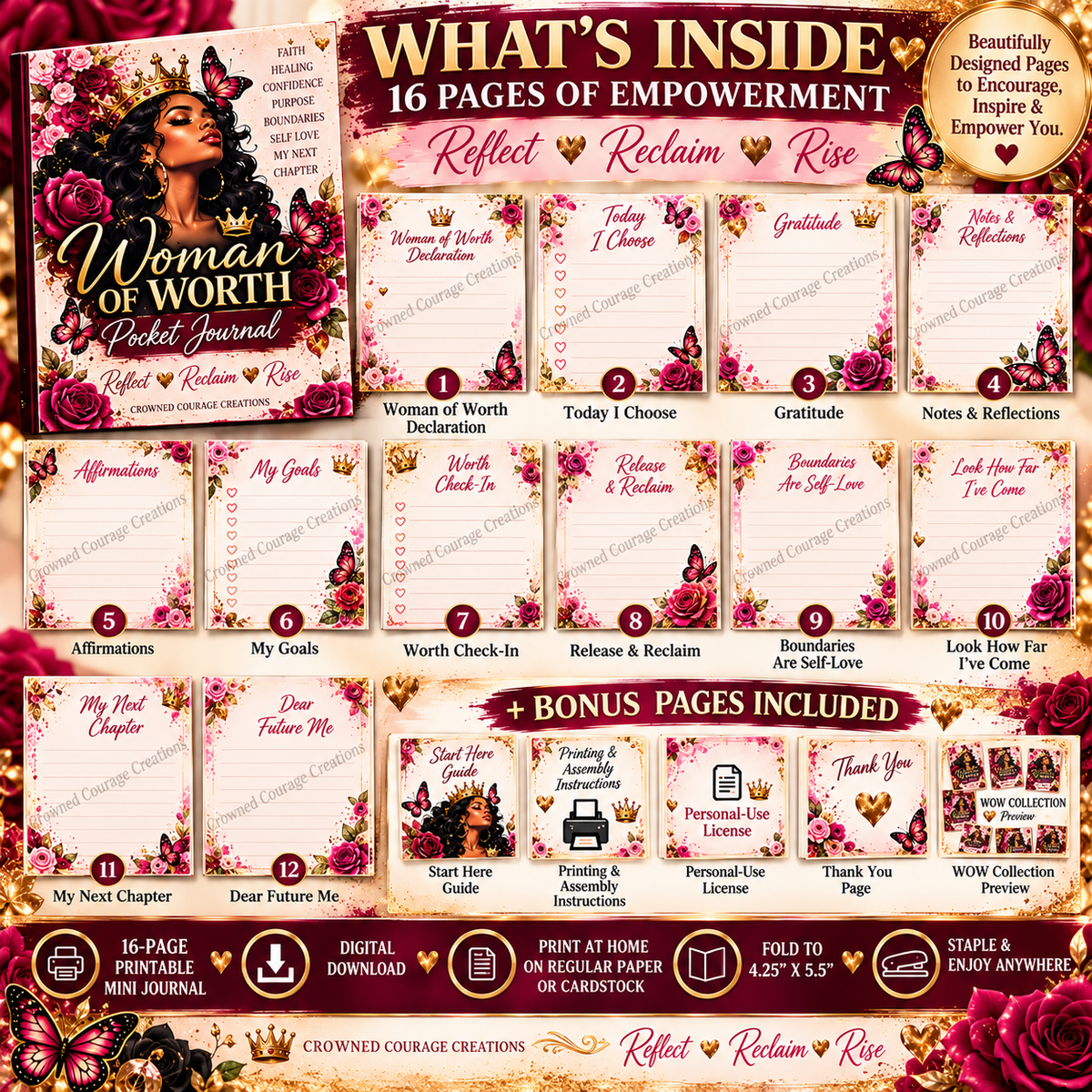 Woman of Worth Pocket Journal | Printable Mini Journal | Digital Download