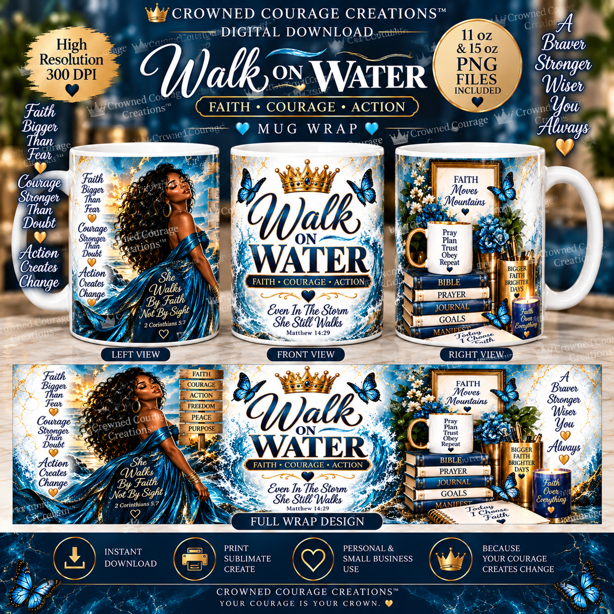 Walk On Water – Ocean Blue Mug Wrap | Digital Download