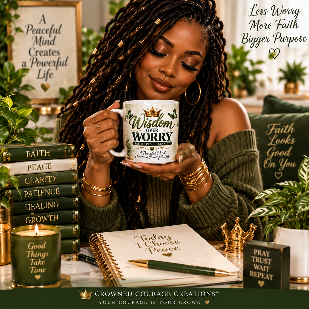 Wisdom Over Worry – Calm Olive Mug Wrap | Digital Download