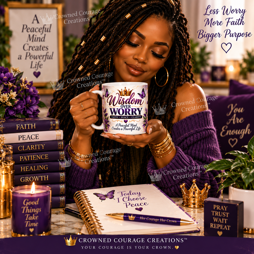 Wisdom Over Worry – Royal Purple Mug Wrap | Digital Download