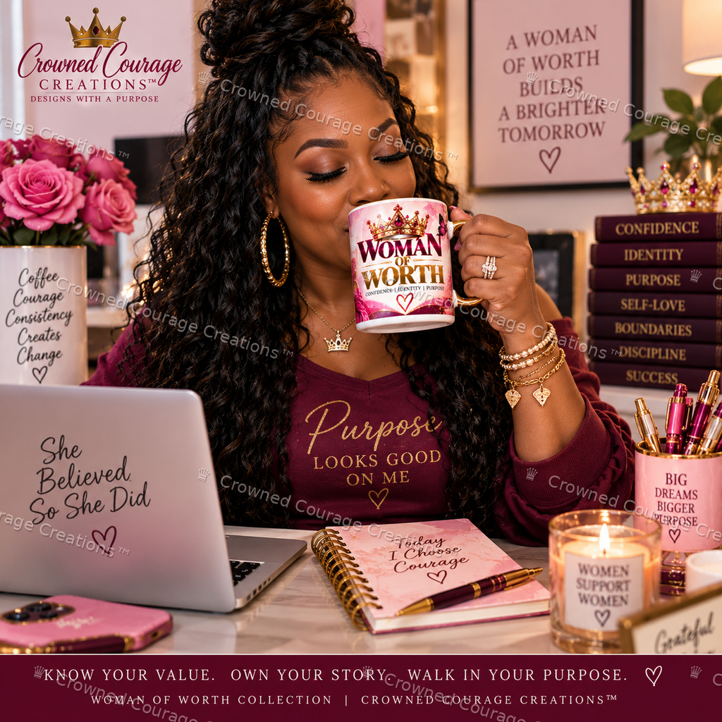 Woman of Worth – Signature Pink Mug Wrap | Digital Download